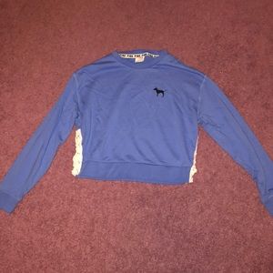 VS PINK BLUE CROPPED SWEATSHIRT